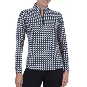 Women's Brooke Long Sleeve Mock Neck Golf 1/4 Zip (White/Black)